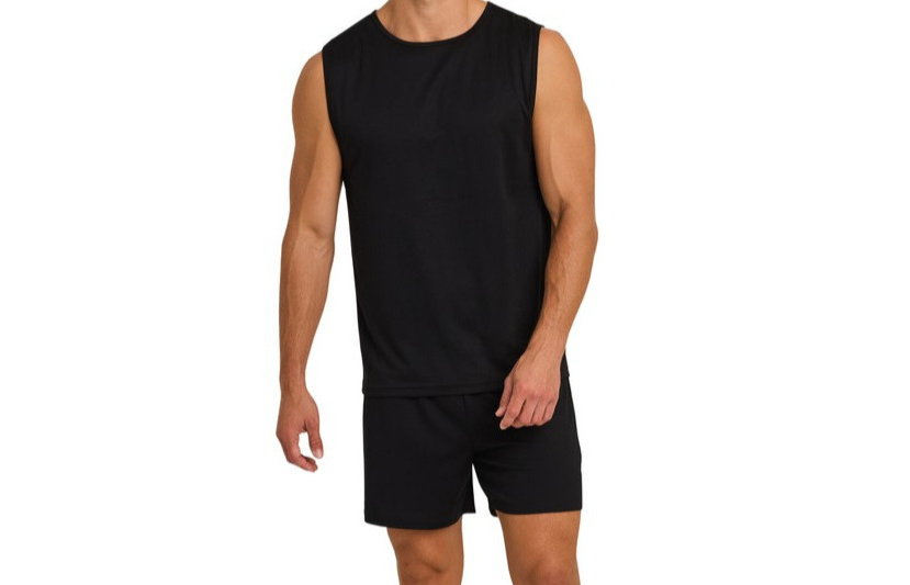 Men's Black Sleeveless Gym Top