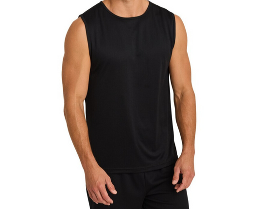 Men's Black Sleeveless Gym Top